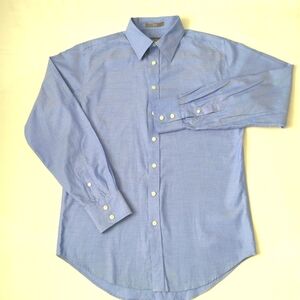 Merona fitted men's classic button Up blue office work Wear career dress Shirt